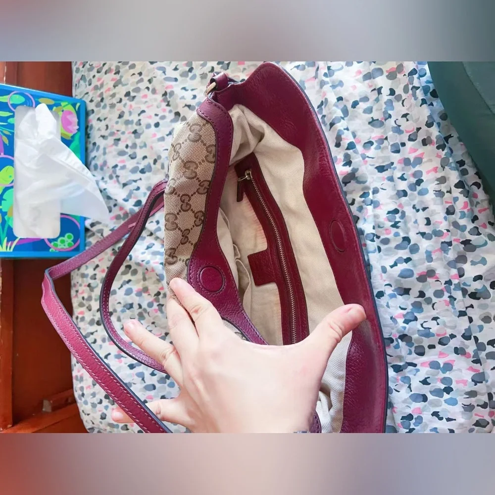 GUCCI GG‎ Canvas Hand Bag 2way Beige velvet color